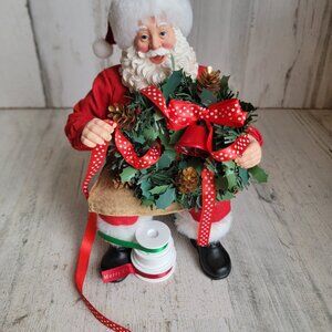Clothtique possible dreams make it merry wreath ribbon Santa Xmas figure